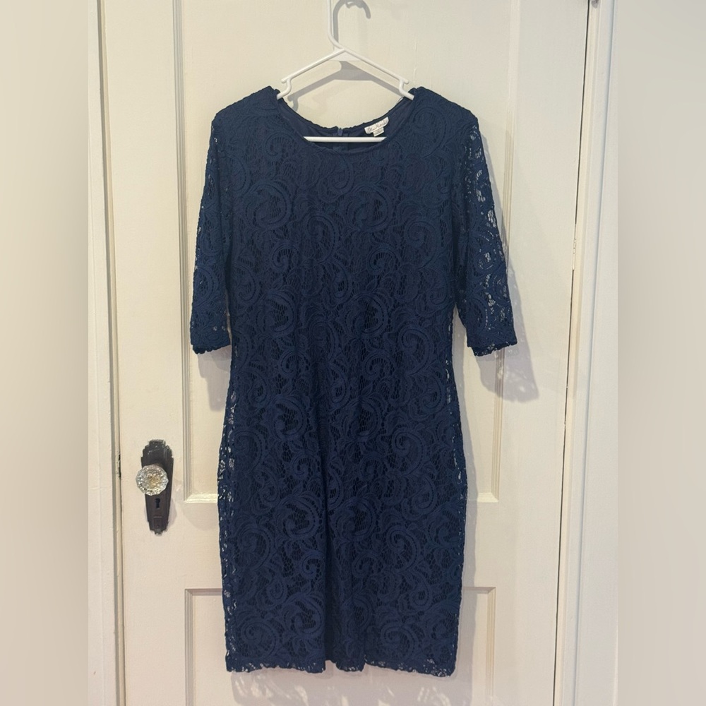 Olivia Matthews Navy Long Sleeve Lace Dress